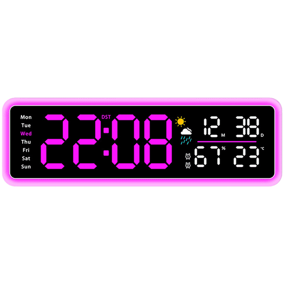 Drevon LED Weather Clock Digital Wall Clock with Temperature Humidity ...