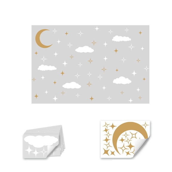 Drevon Moon Star Cloud Wall Decal Luminous Removable Sticker for Nursery Bedroom Home Decoration Removable Nursery Decal