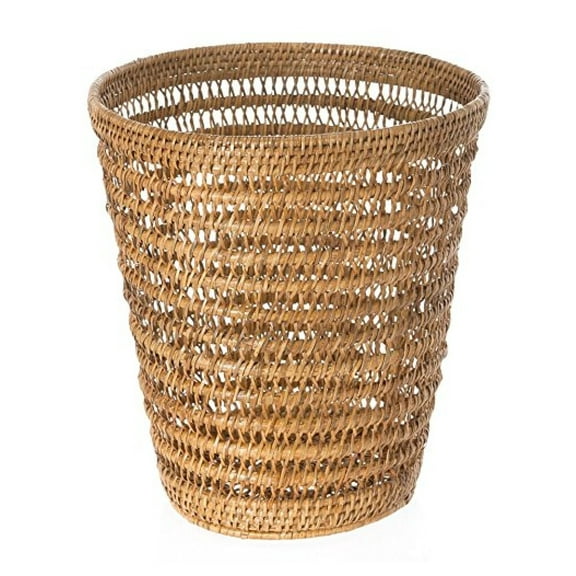 Drevy 1030059 La Jolla Rattan Mesh Round Waste Basket, 11" x 11" x 12", Brown