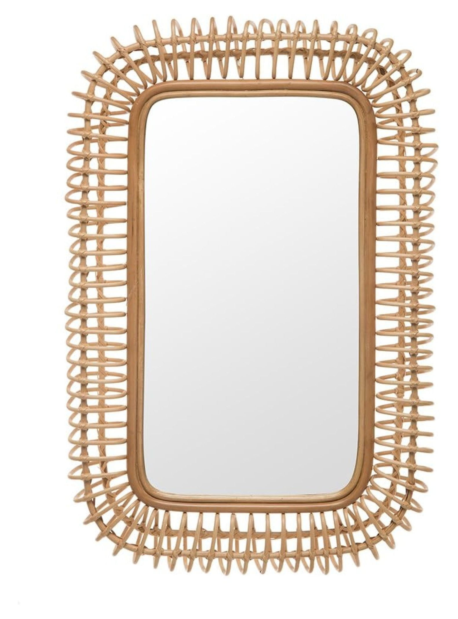Drevy 1040156 Rattan Coiled Rectangular Wall Mirror, Natural, Brown