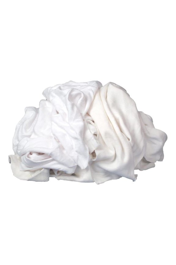 (10524) Absorbent White Recycled T-Shirt Cloth Rags - 25 lb. box - For All-purpose Wiping, Cleaning, and Polishing - Made from 100% Recycled Materials