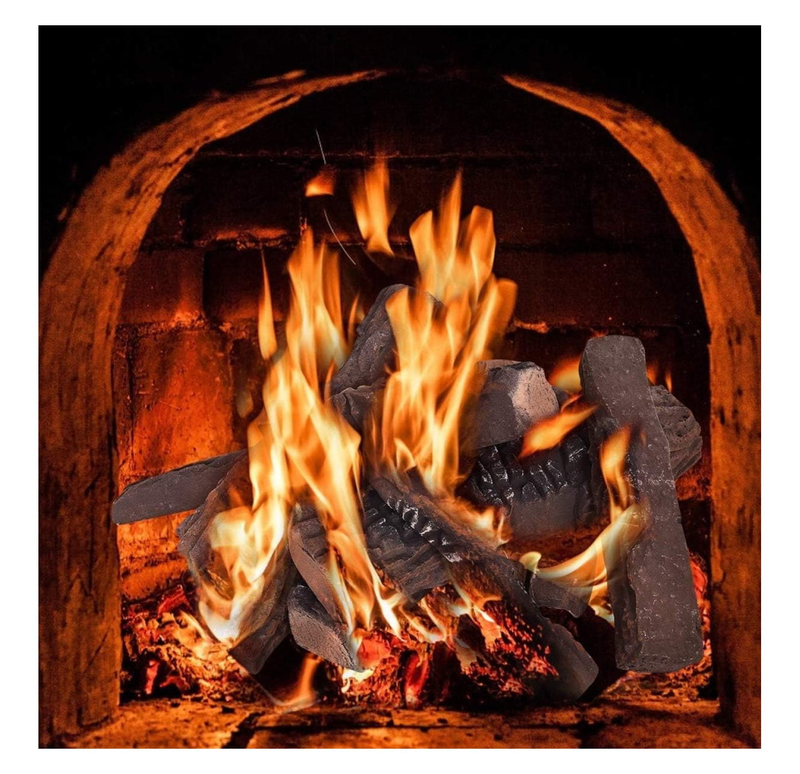 Drevy 10PCS Gas Logs Ceramic Fireplace Logs Set of Ceramic Wood Logs for Indoor Gas Inserts