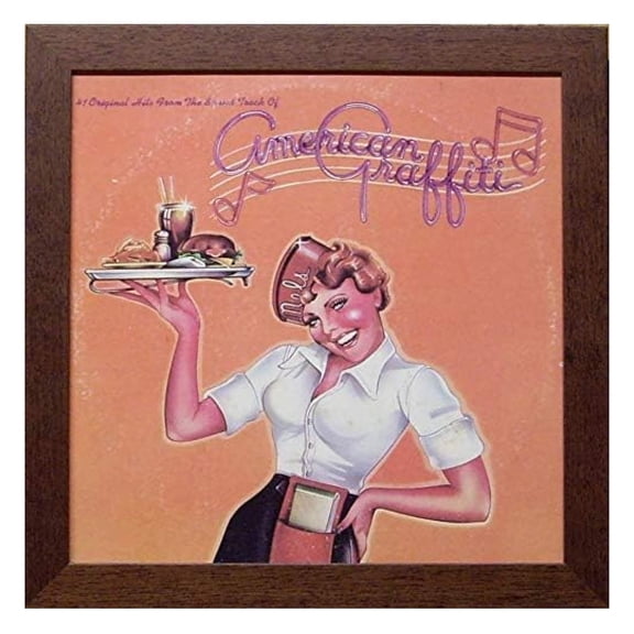 Drevy 12" Record Album Sleeve Display Frame Featuring Solid Wood Frame and Glass Front (Not Plastic) (Walnut Frame)