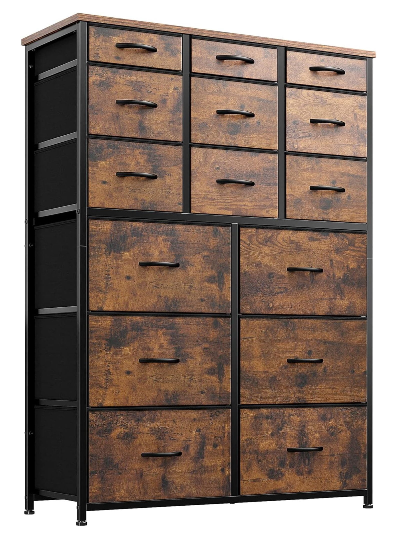 Drevy 15 Drawers Dresser for Bedroom, Tall Dressers for Bedroom with