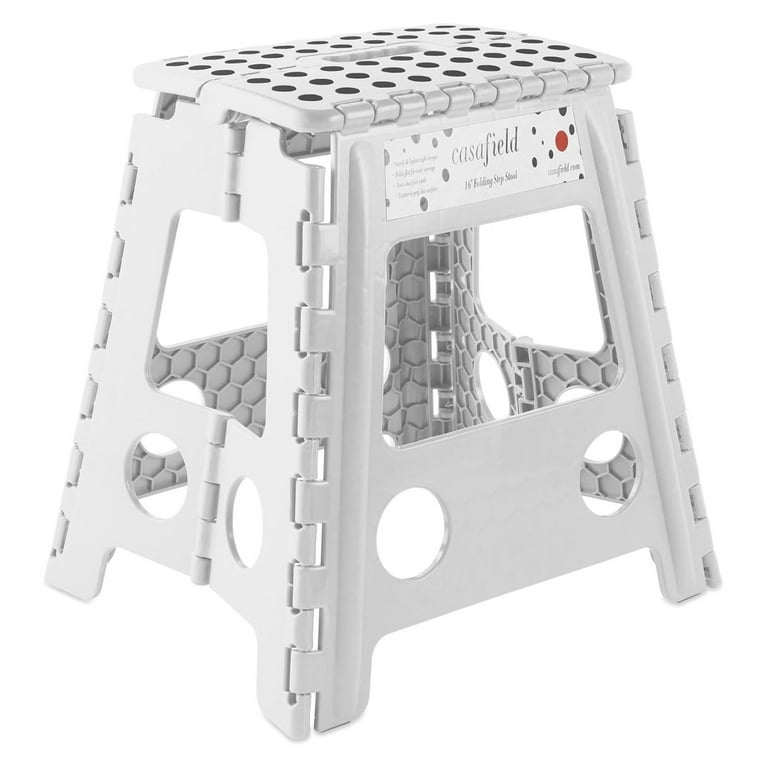 Drevy 16 Folding Step Stool with Handle White Portable Collapsible Small Plastic Foot Stool for Adults Use in The Kitchen Bathroom and Bedroom Walmart