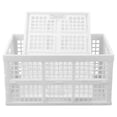 thumbnail image 1 of Drevy 2-Pack 42 L Stackable Collapsible Crate, Plastic Folding Storage Basket, White, 1 of 7