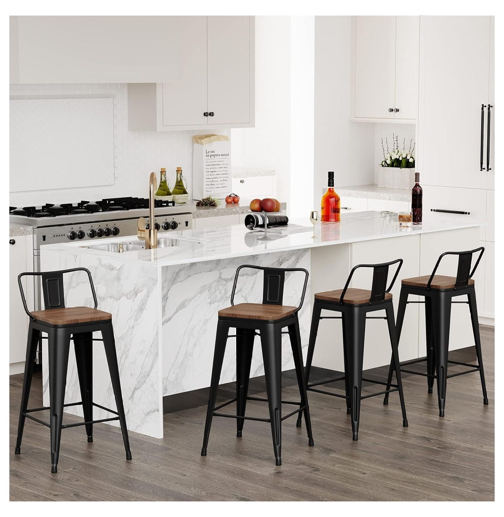 Drevy 24 Inch Bar Stools Counter Height Bar Stools Industrial Metal