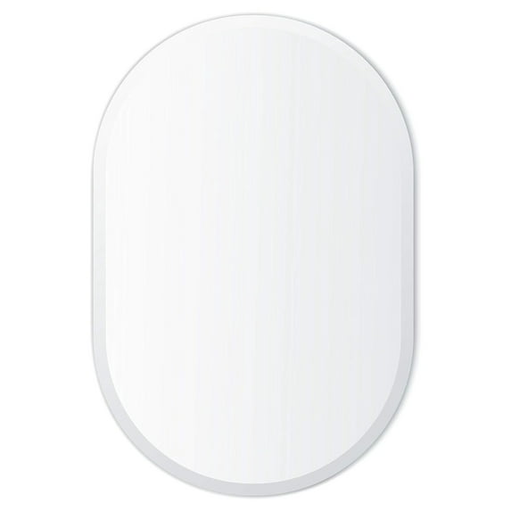 Drevy 24" x 36" Frameless Contemporary Oval Mirror | 1" Beveled Edge | Bathroom Wall Mirror