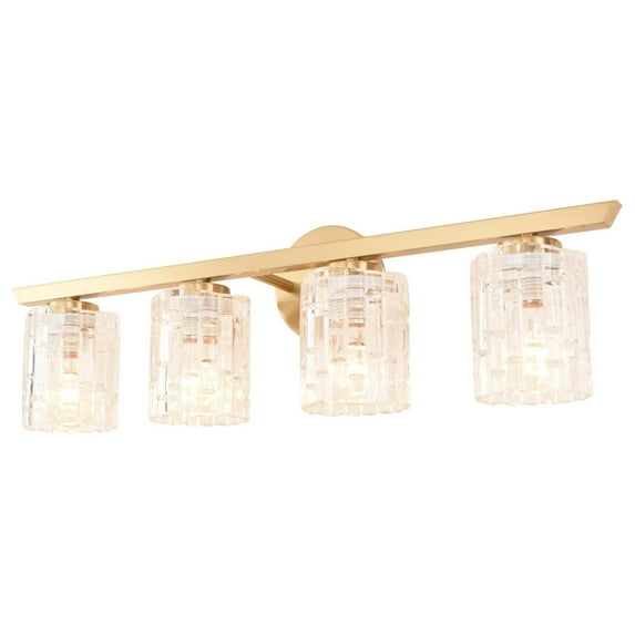 Drevy 28" Vanity Light Over Mirror, 4 Light Wall Lighting, Brushed Brass Bathroom Lights, Contemporary Coastal Bathroom Lighting, ETL Listed, AL2218-W4