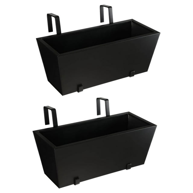 Drevy 2pk Metal Railing Planter - Black Balcony Flower Box - Deck Rail ...