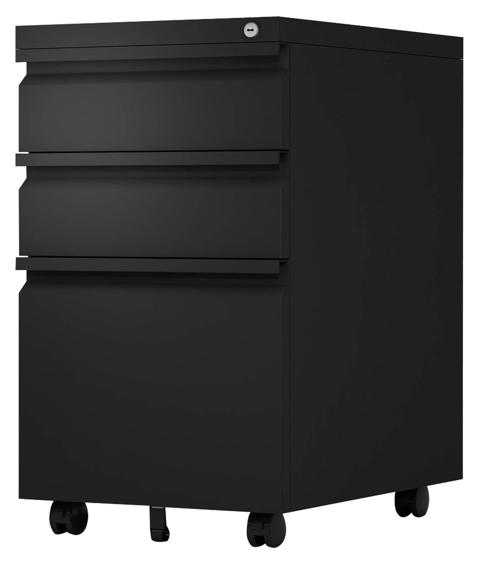 GarveeHome 3-Drawer Mobile Filing Cabinet With Lock & Wheels - Metal, Holds Letter/Legal/A4 Files