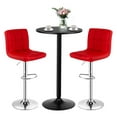 thumbnail image 1 of Drevy 3-Piece Bar Table Set, Round Cocktail Table and PU Leather Adjustable Swivel Chairs, Modern Counter Height Table Set with 2 Bar Stool for Kitchen, Office (Red), 1 of 9
