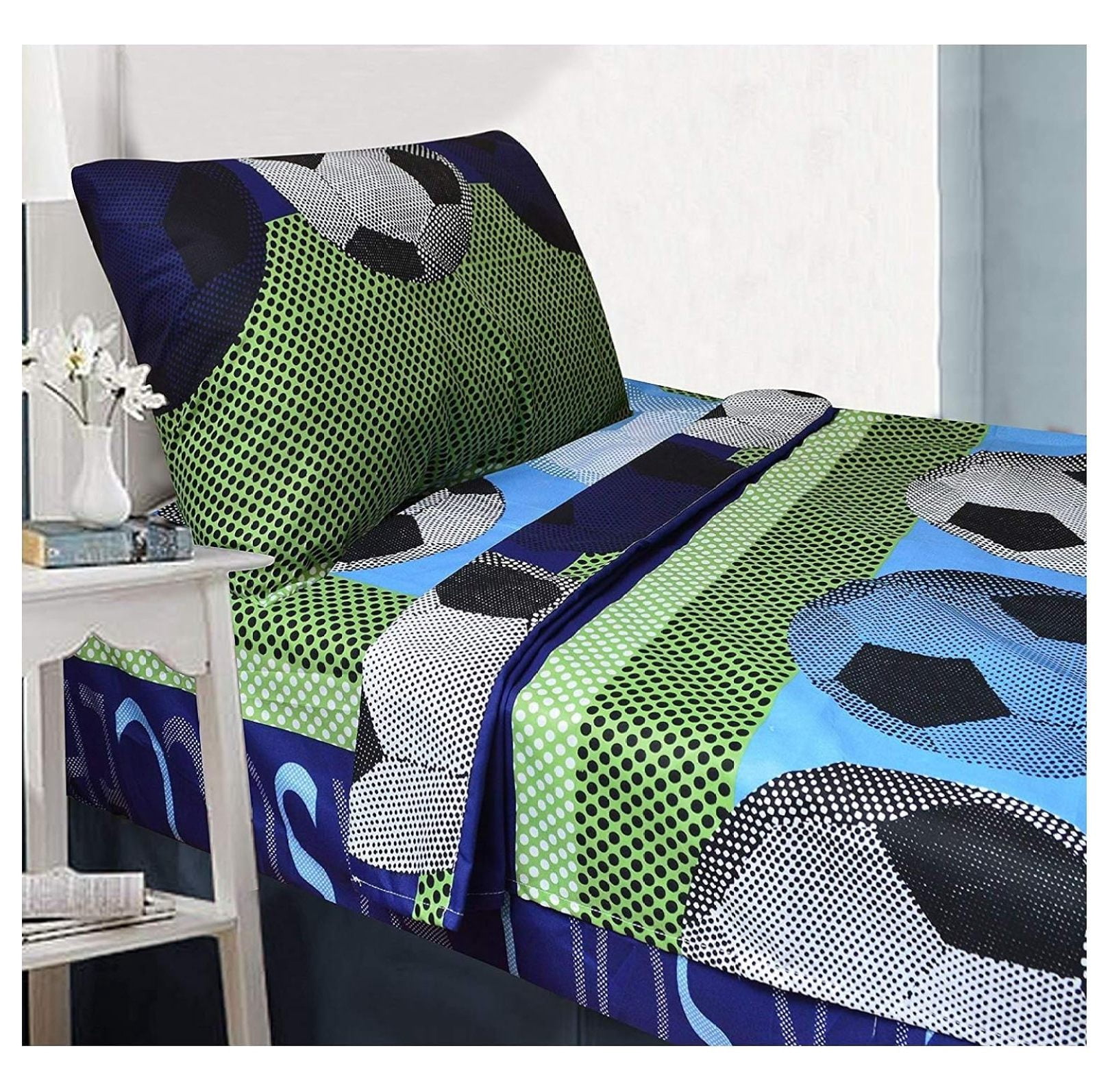 Drevy 3 Piece Size Soccer Sheet Set, Matching Comforter and Curtain Available (Sheet Set )