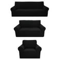 thumbnail image 1 of Drevy 3-Piece Slipcover Set - Polyester Spandex Couch Covers, Furniture Cover for Sofa/Loveseat/Couch Arm Chair, Premium Brushed Sofa Covers for 3 Cushion Couch, Black, 1 of 7