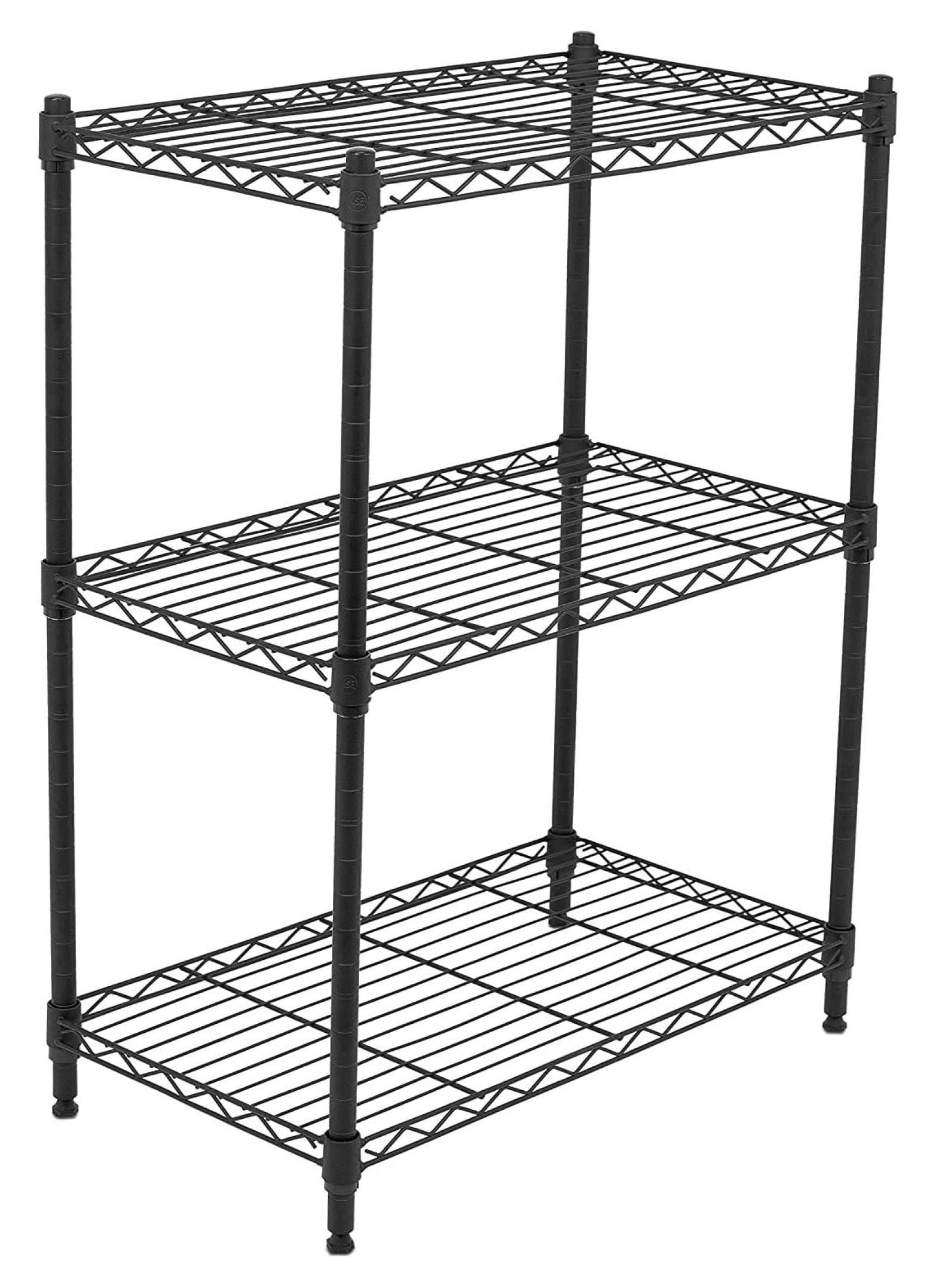 Black Adjustable 3-Tier Wire Utility Shelving Unit