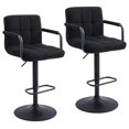 thumbnail image 1 of Drevy 30" Artificial Upholstered Bar Stool, Adjustable Counter Stools Bar Chairs Modern Design Swivel Barstools Hydraulic Stools for Kitchen and Dining Room Set of 2 (FauxFur-Black), 1 of 8