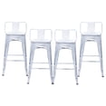 thumbnail image 1 of Drevy 30" Industrial Metal Barstools Low Back Distressed White Bar Stools with Wooden Seat Counter Height Stools Dinning Chair [Set of 4], 1 of 8