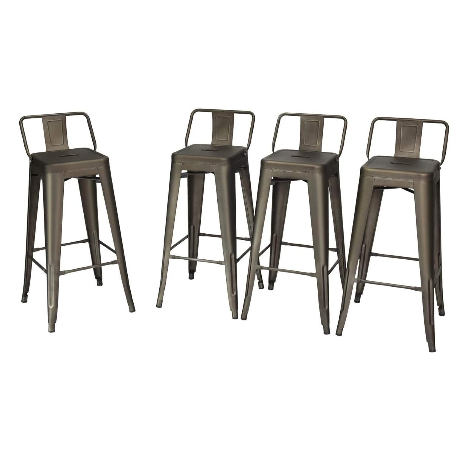 Drevy 30" Metal Bar Stools Set of 4, Industrial Cafe Side Chairs with
