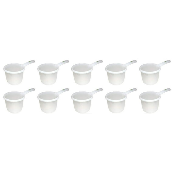 Drevy 3042, Lot of 10 Japanese Plastic Water Ladles Bath Ladle Dipper Filipino Tabo Flat Bottom Bath Water , Made in Japan (10, White)