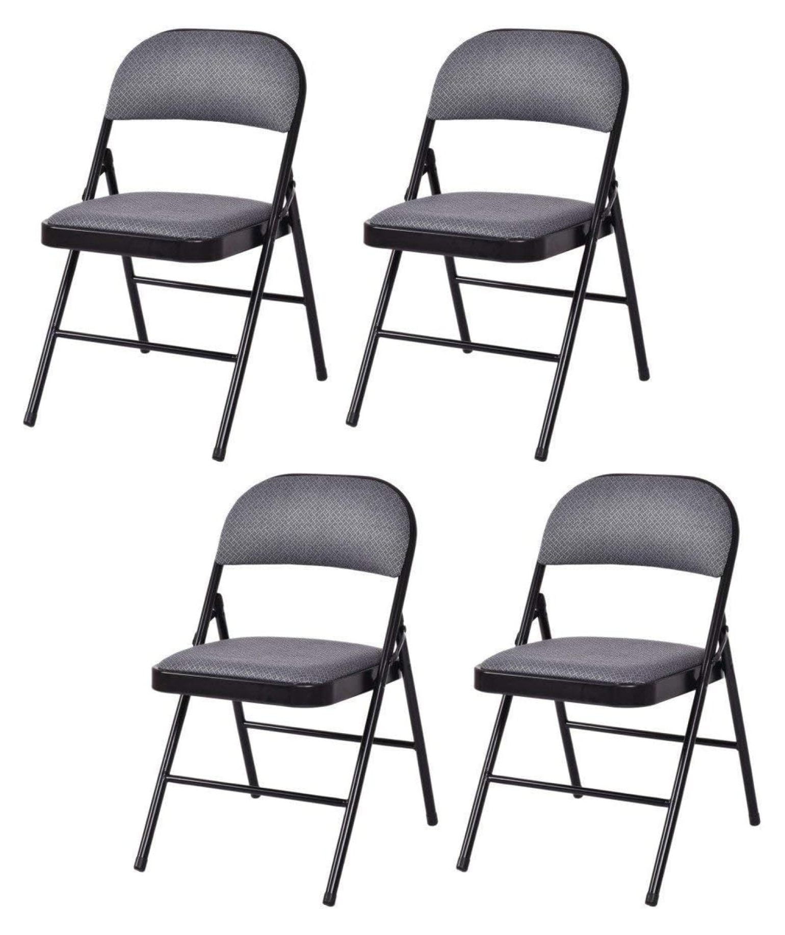 Black Ergonomic Fabric Padded Folding Chair Set