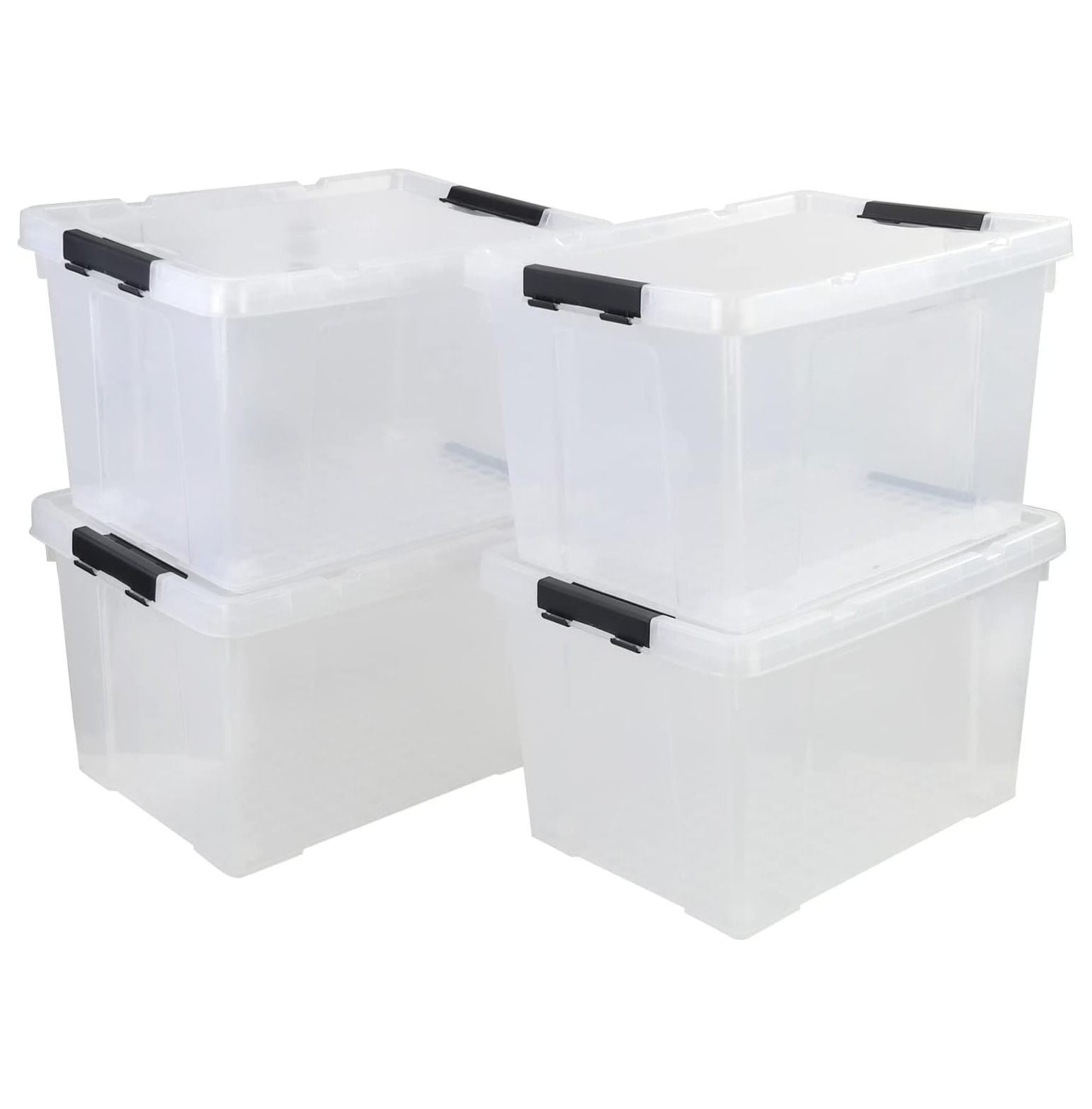 Sandmovie 50 Quart Plastic Large Clear Storage Box with Lid and