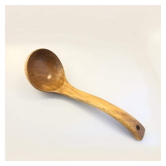 Drevy 4566, Large Wooden Kitchen Cooking Soup Gravy Porridge Serving Ladle Spoon Utensil Eco Friendly, 10 Pack