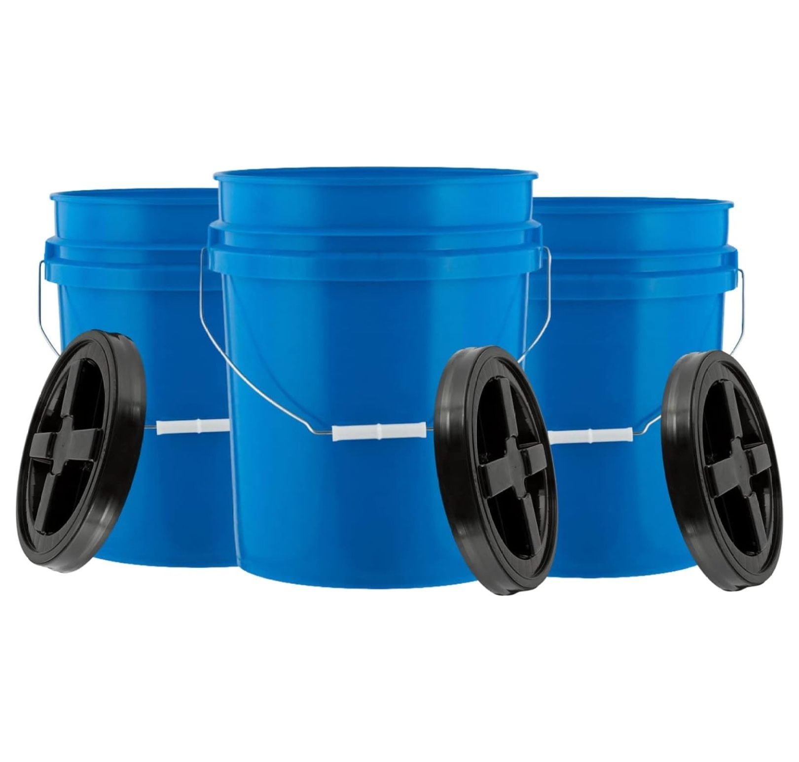 Drevy 5 Gallon Food Grade Blue Bucket Pail with Black Gamma Screw on