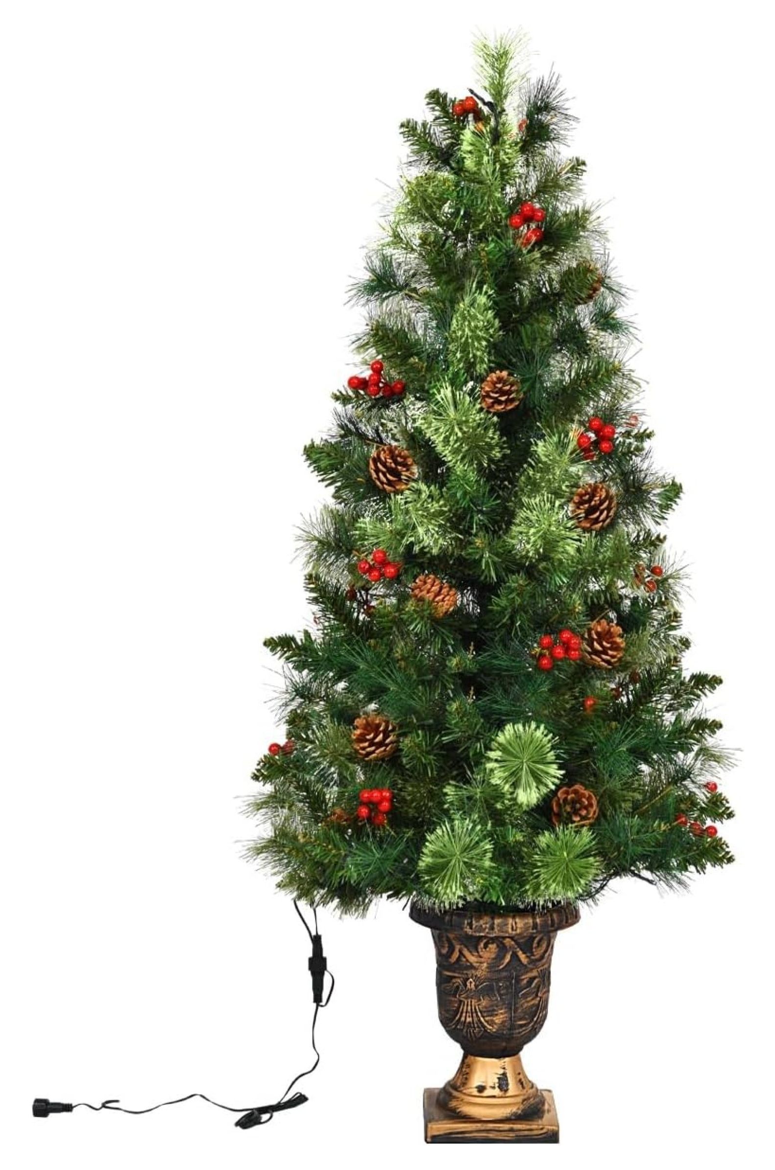 Drevy 5FT PreLit Artificial Christmas Tree with Urn Base, Artificial