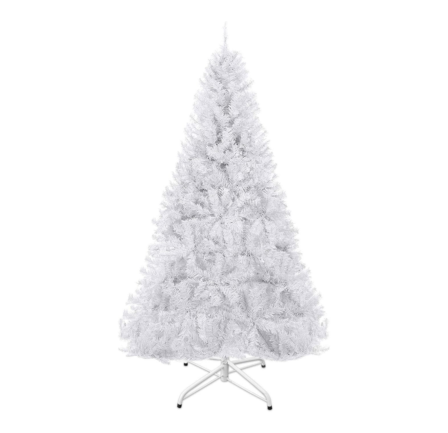 Drevy 6 ft Artificial Christmas Tree White Xmas Spruce Tree w/Metal