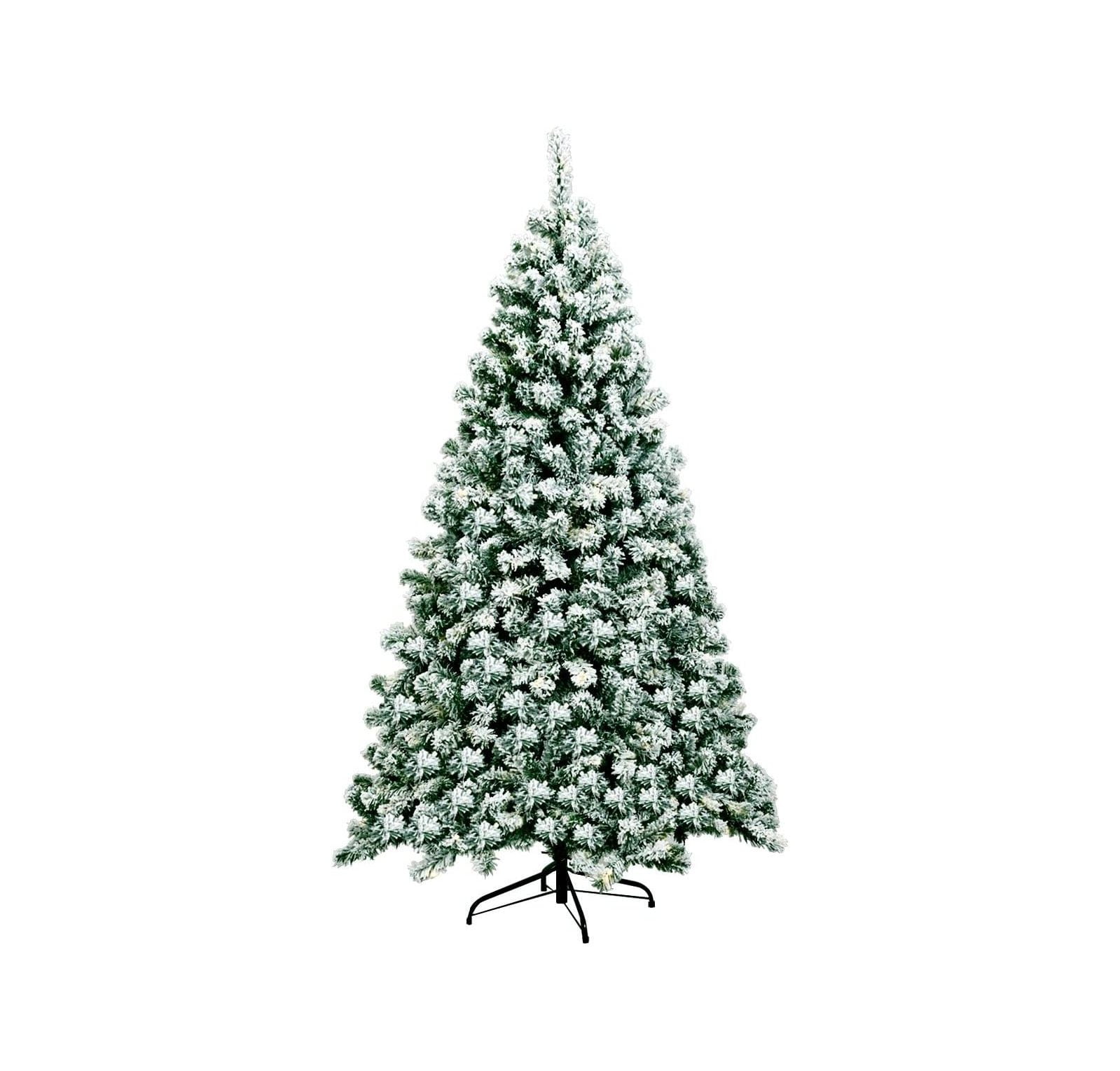 Drevy 6FT Prelit Snow Flocked Christmas Tree, Classic Hinged Pine Tree