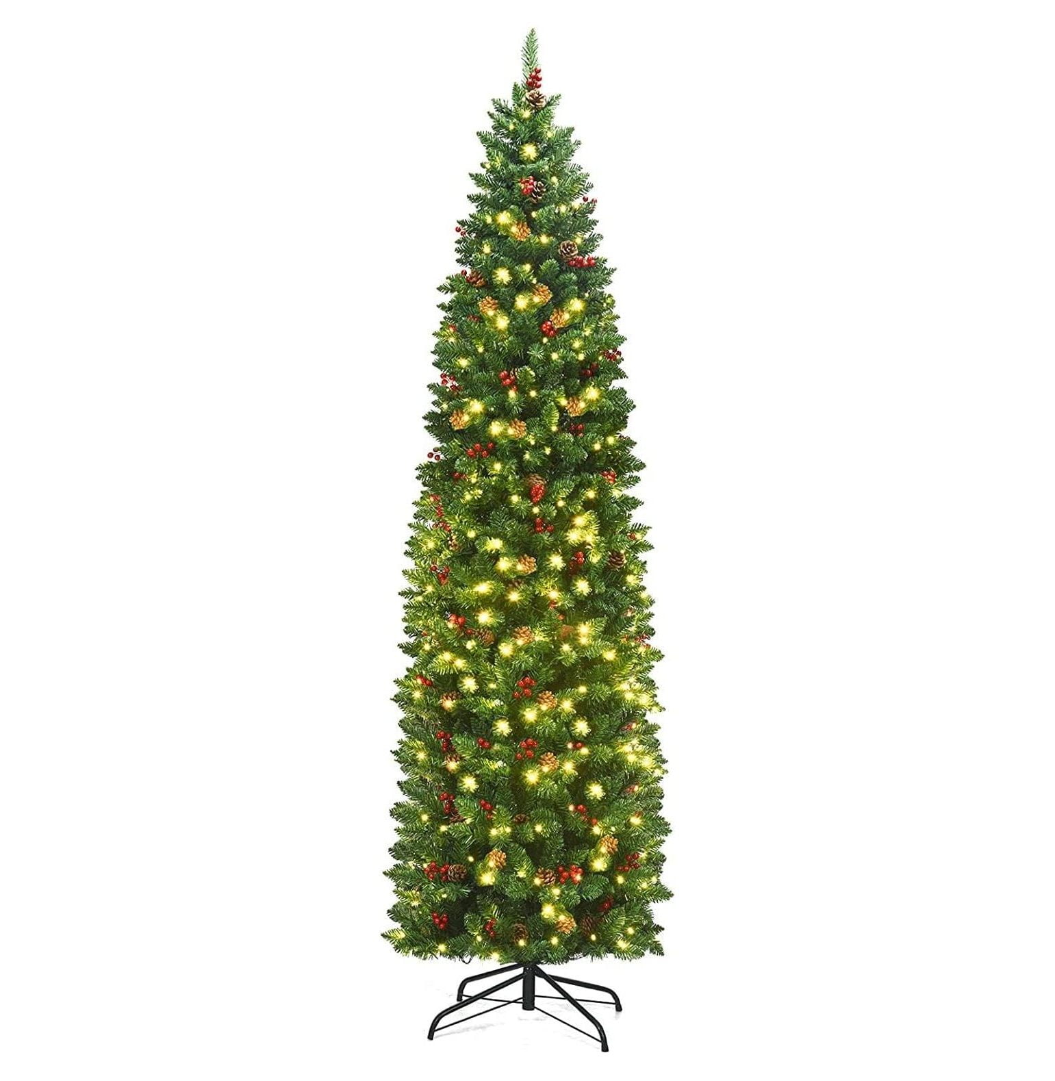 Drevy 7.5FT PreLit Pencil Christmas Tree Slim Christmas Tree with