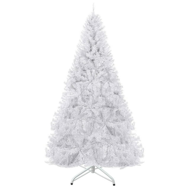 Drevy 7 ft Artificial Christmas Tree White Xmas Spruce Tree w/Metal