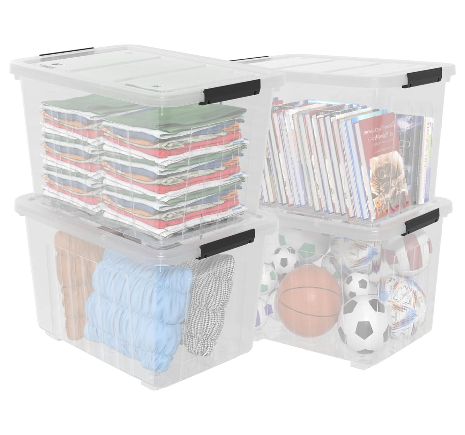 Drevy 70 Quart Large Plastic Storage Bins with Lids, Clear Plastic
