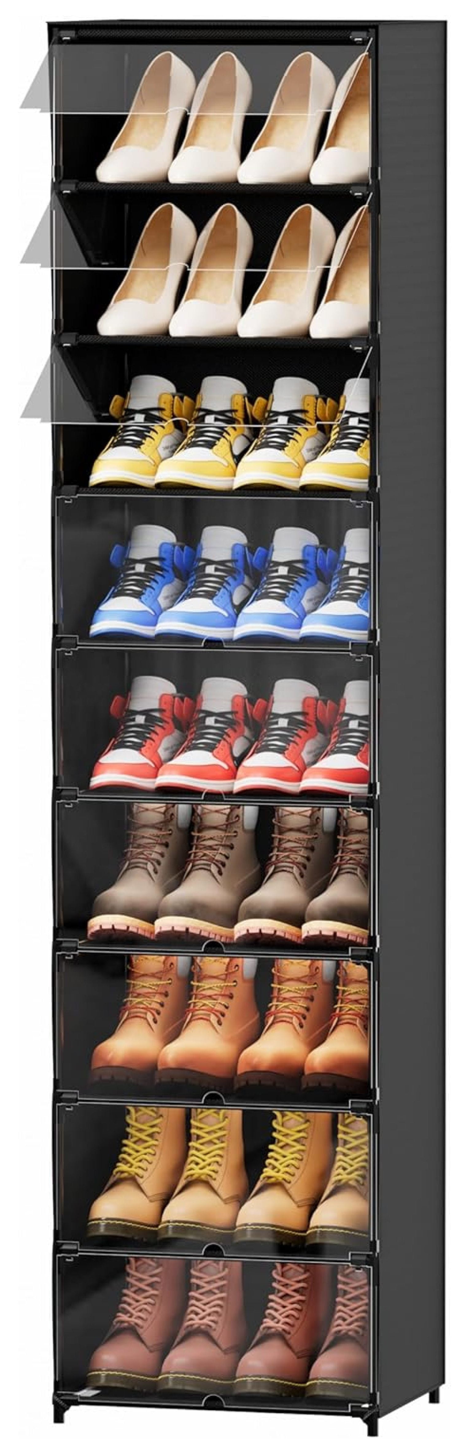 Drevy 9 Tiers Tall Narrow Shoe Storage for Entryway 18 Pairs