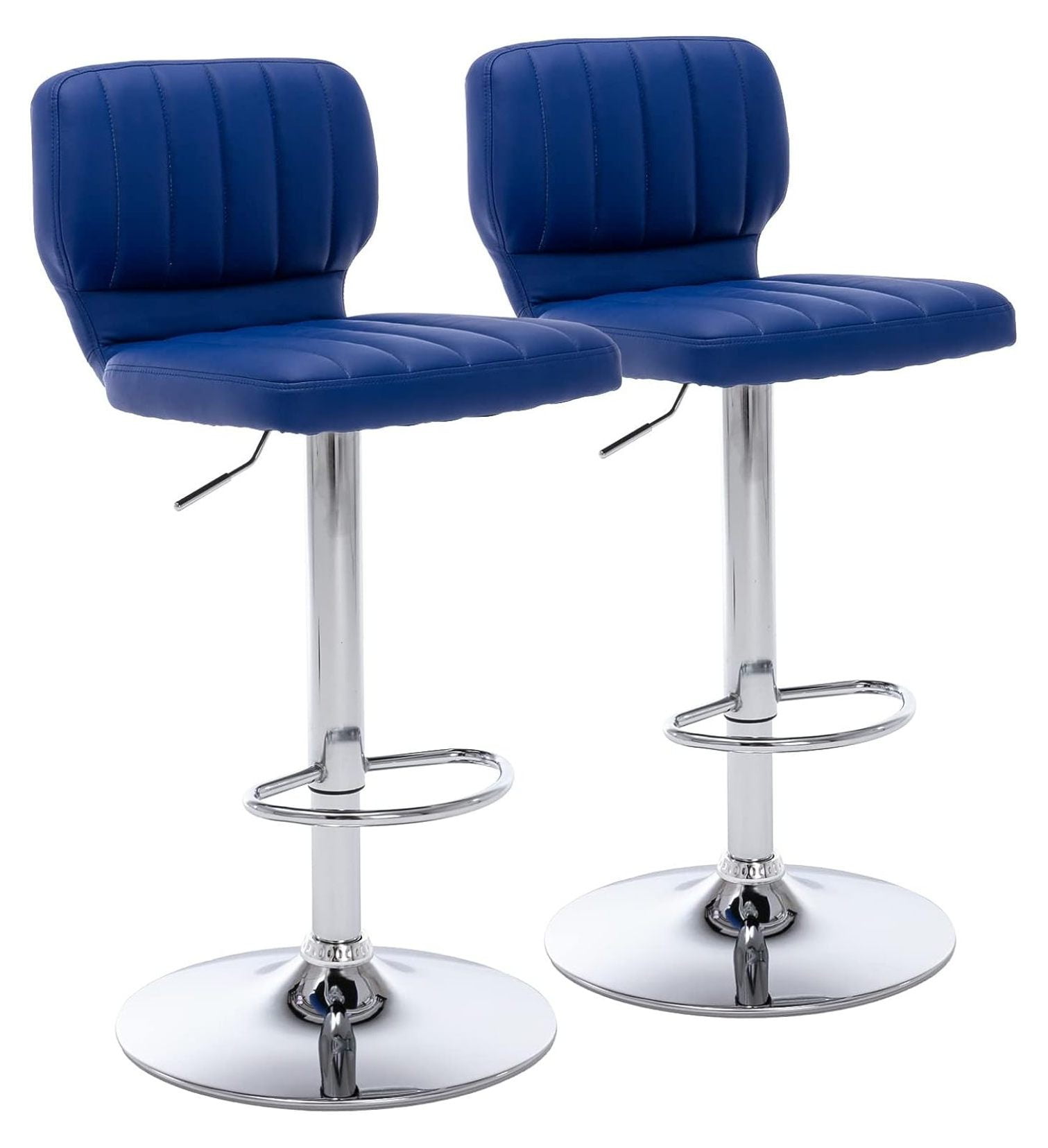 Drevy Adjustable Bar Stools Set of 2, Modern PU Leather Swivel Barstools with Back, Armless