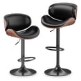 thumbnail image 1 of Drevy Adjustable Swivel Bar Stools Set of 2, -Century Modern PU Leather Upholstered Counter Height Bar Stool, Kitchen Island Barstools with Back, Black, 1 of 8