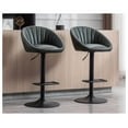thumbnail image 1 of Drevy Adjustable Swivel Bar Stools Set of 2 Modern Counter Height Barstools with Low Back Leather Upholstered Kitchen Island Bar Chairs with Metal Footrest for Home Bar/Dining Room, Dark Green, 1 of 6