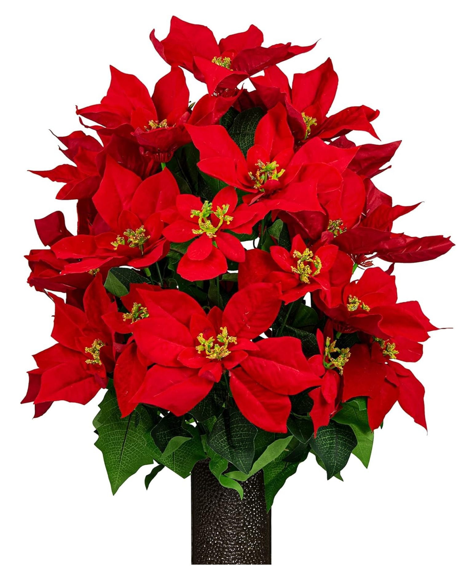Drevy Artificial Cemetery Flowers Christmas Grave Flowers Christmas Red Poinsettias Bouquet