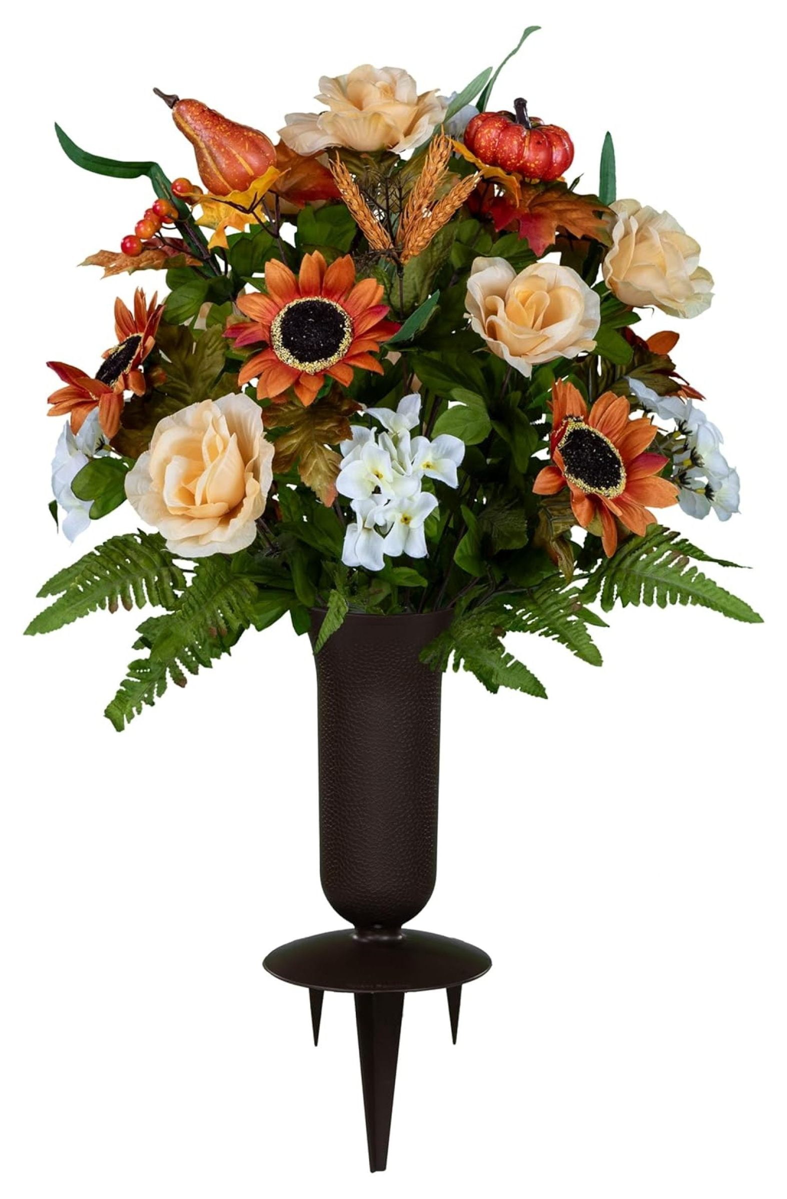 Drevy Artificial Cemetery Flowers Realistic, Outdoor Grave Decorations NonBleed Colors