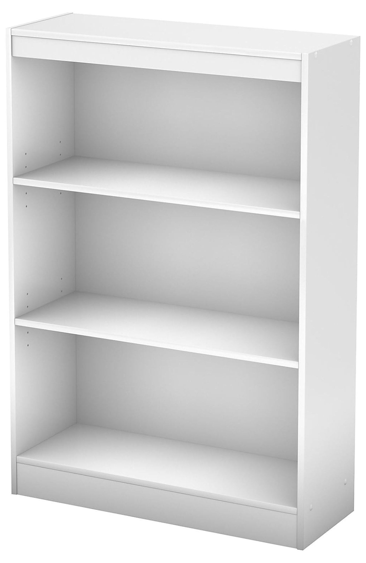 Pure White Adjustable 3-Shelf Wood Bookcase with Doors
