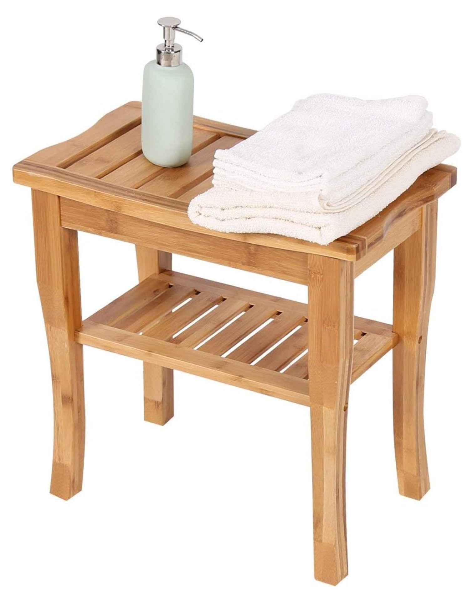 Drevy Bamboo Shower Bench Bathroom Bench Seat with Shelf Bathroom Seat ...