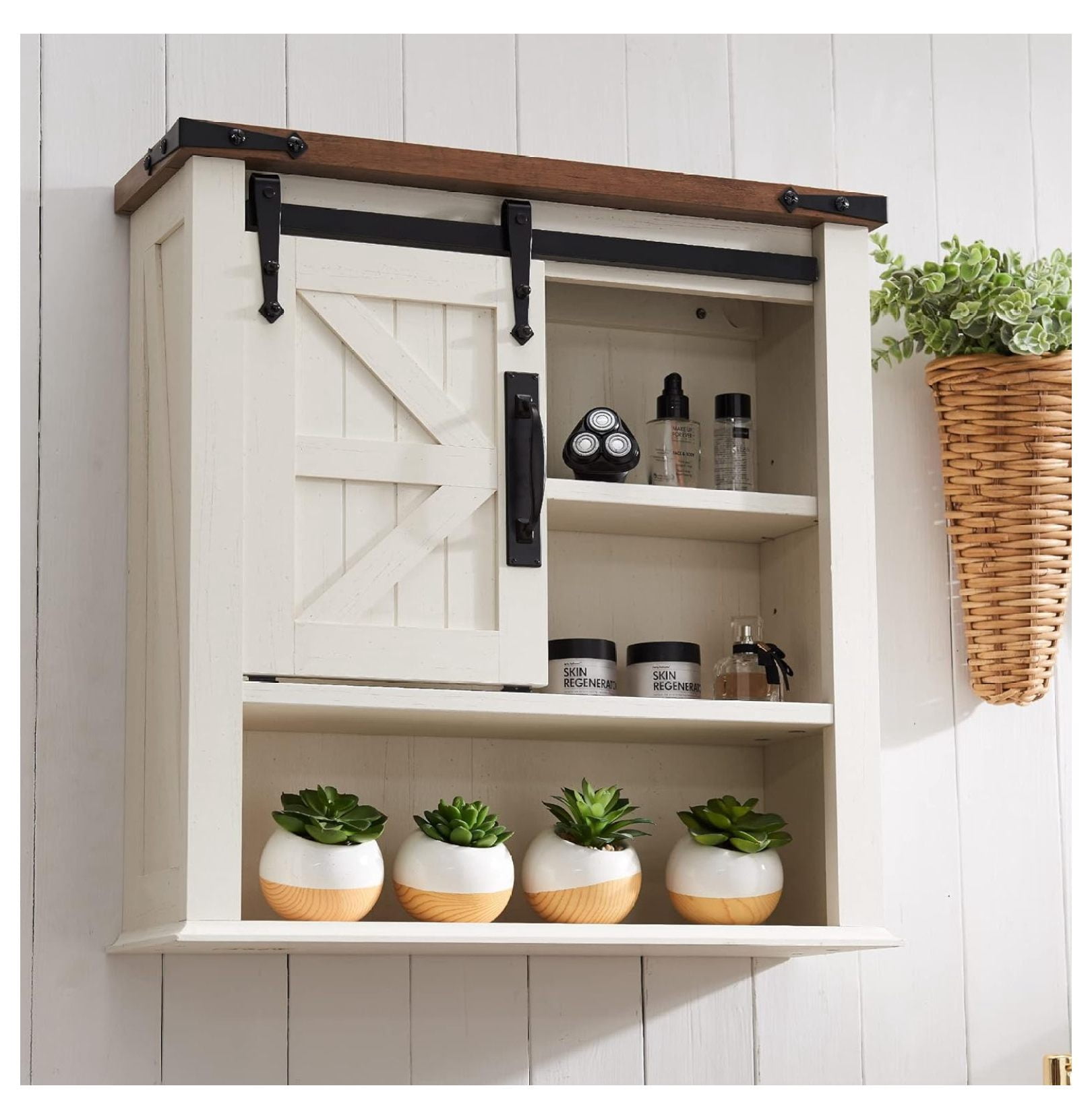 Drevy Bathroom Wall Farmhouse Medicine with Sliding