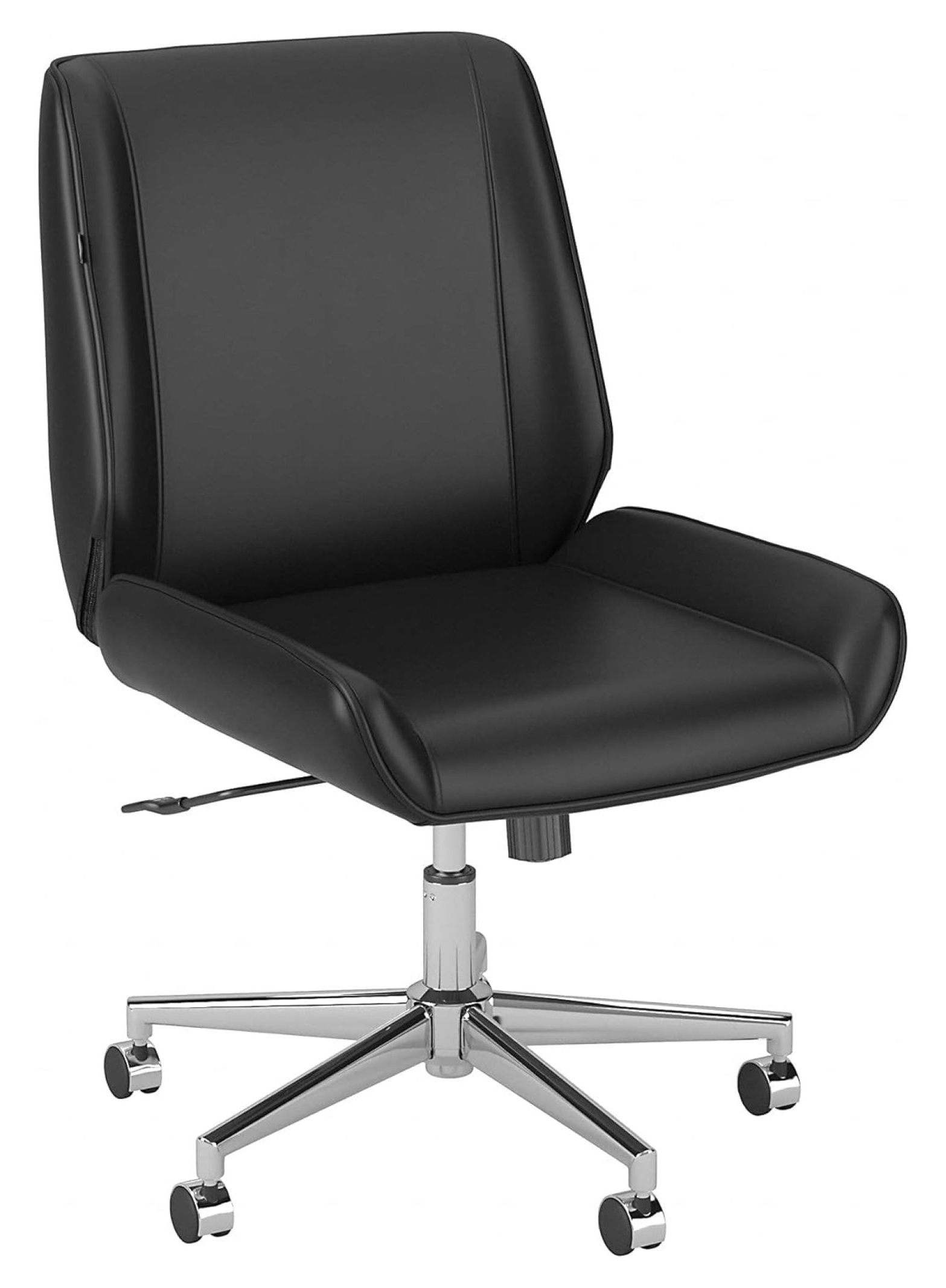 Drevy Bay Street Wingback Leather Office Chair, Black