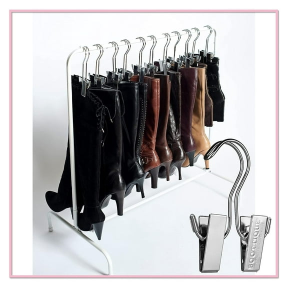 Drevy Boot Organizer: The Boot Rack - Fits in Most Closets- Hangs, Holds, Shapes, & s every size and of Boots (The Boot Rack with 6 Original Silver Hangers)