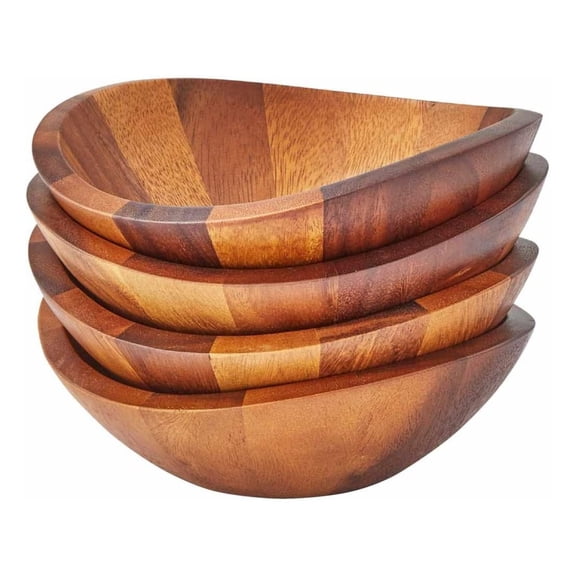 Drevy Braid Salad Bowls | Set of 4 | Individual Vegetable Prep Bowls | Serve Condiments, Dip, Sauce, Nuts, Olive, | Made of Acacia Wood | Designed by Sean OHara