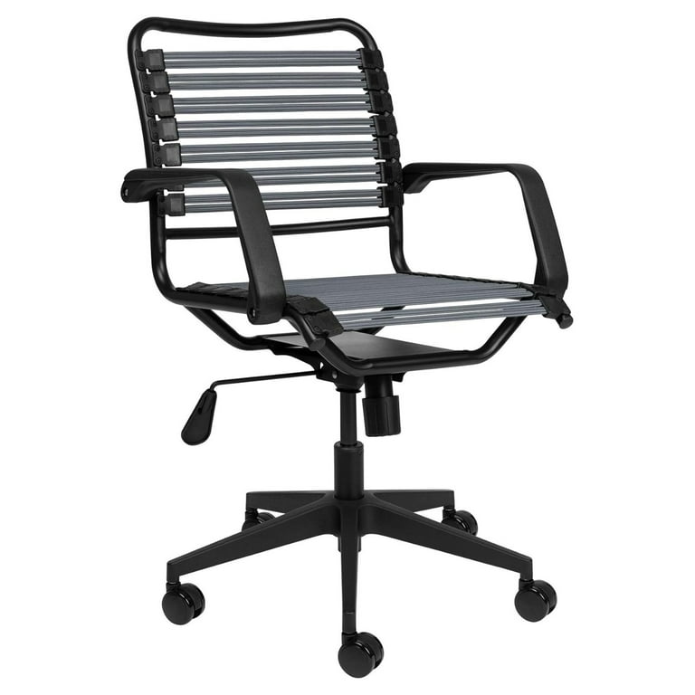 Drevy Bungee Office Task Chair with Flat Elastic Bungie Straps Adjustable Height Dark Grey