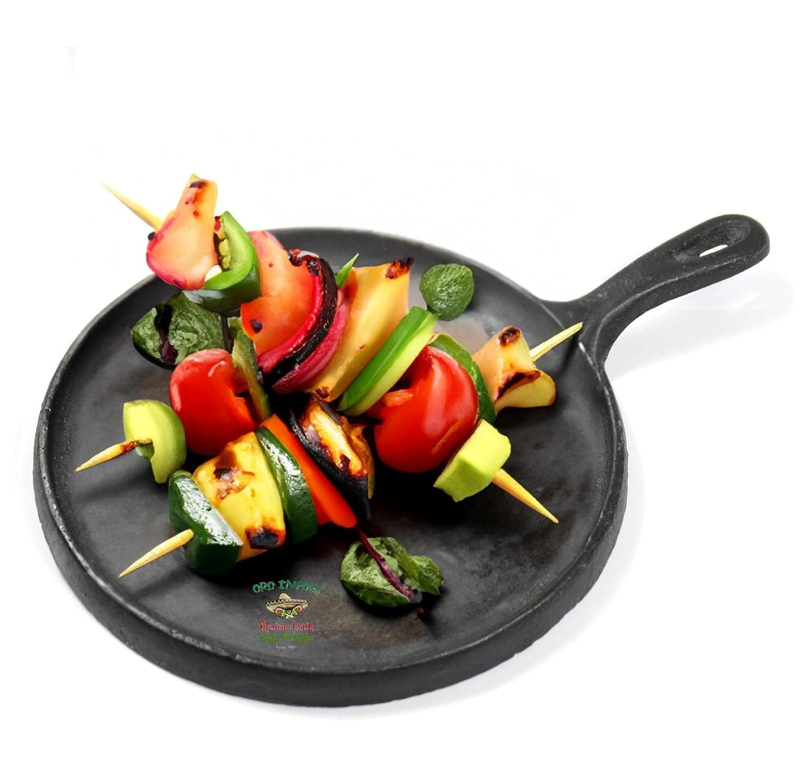 Drevy Cast Iron Griddle Round Comal Fajitas (8 In)