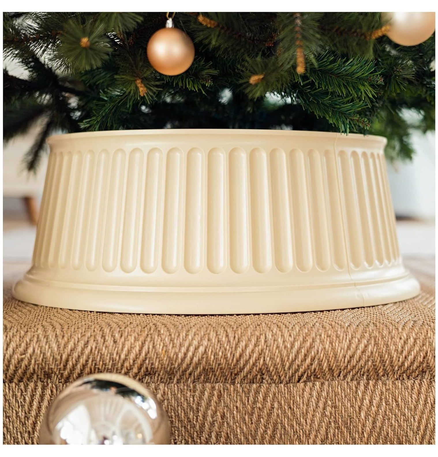 Drevy Christmas Tree Collar Round Classic Christmas Tree Skirt Basket