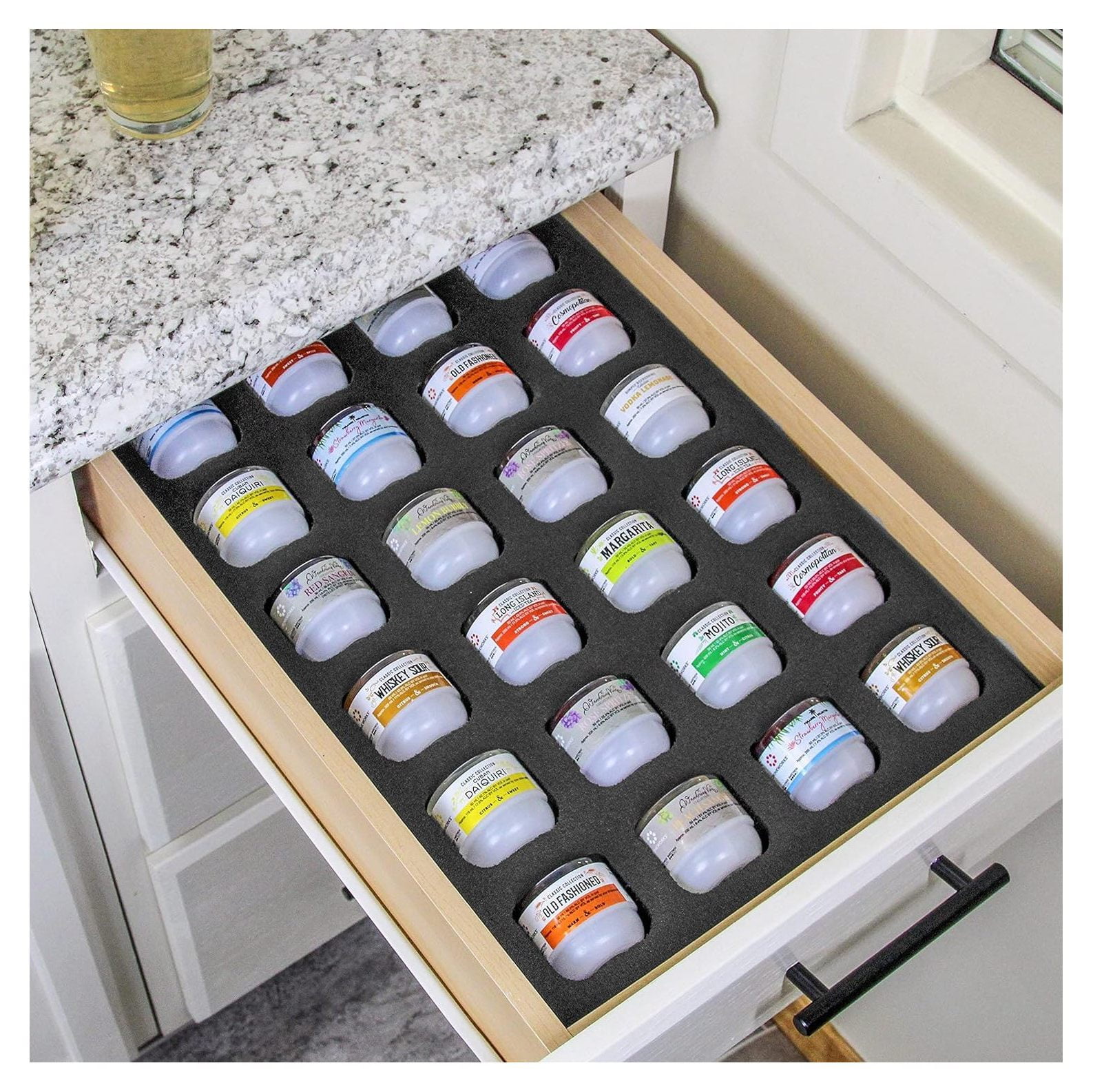 Drevy Cocktail Capsule Drawer Organizer Tray Insert Compatible with DrinkWorks Pods for Kitchen