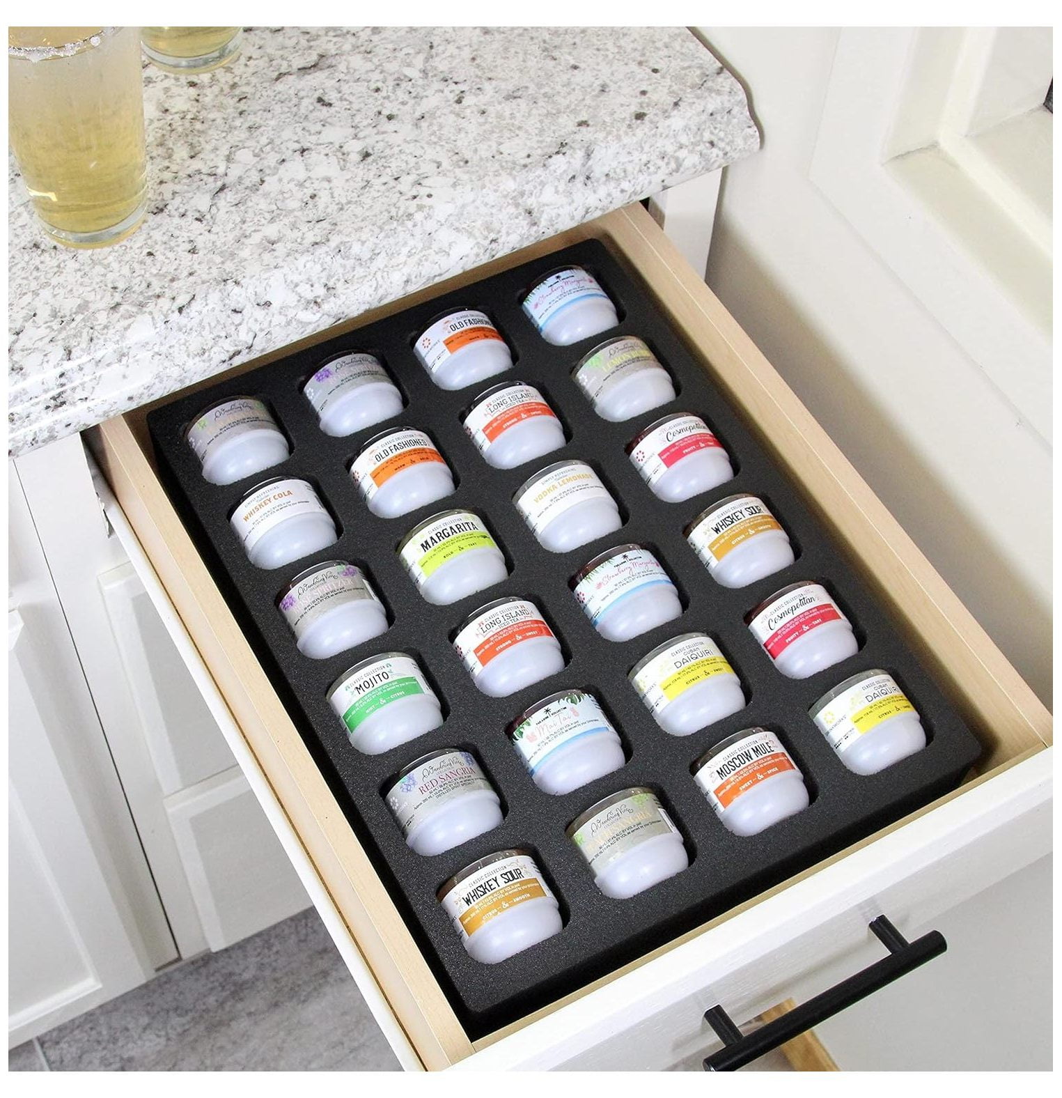 Drevy Cocktail Capsule Drawer Organizer Tray Insert Compatible with DrinkWorks Pods for Kitchen